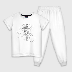 Детская пижама хлопок с принтом Черная медуза векторный рисуно в Курске, 100% хлопок |  брюки и футболка прямого кроя, без карманов, на брюках мягкая резинка на поясе и по низу штанин
 | Тематика изображения на принте: art | meduza | абстракция.vector | вектор | медуза | щупальца