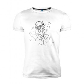 Мужская футболка премиум с принтом Черная медуза векторный рисуно в Курске, 92% хлопок, 8% лайкра | приталенный силуэт, круглый вырез ворота, длина до линии бедра, короткий рукав | art | meduza | абстракция.vector | вектор | медуза | щупальца
