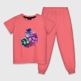 Детская пижама хлопок с принтом Deltarune в Курске, 100% хлопок |  брюки и футболка прямого кроя, без карманов, на брюках мягкая резинка на поясе и по низу штанин
 | deltarune | undertale