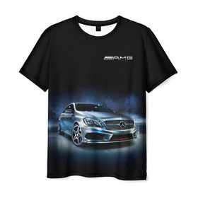 Мужская футболка 3D с принтом Mercedes AMG в Курске, 100% полиэфир | прямой крой, круглый вырез горловины, длина до линии бедер | Тематика изображения на принте: car | mercedes | mercedes   benz | motorsport | автомобиль | автоспорт | мерседес | спорткар