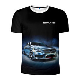 Мужская футболка 3D спортивная с принтом Mercedes AMG в Курске, 100% полиэстер с улучшенными характеристиками | приталенный силуэт, круглая горловина, широкие плечи, сужается к линии бедра | car | mercedes | mercedes   benz | motorsport | автомобиль | автоспорт | мерседес | спорткар
