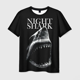 Мужская футболка 3D с принтом Night shark в Курске, 100% полиэфир | прямой крой, круглый вырез горловины, длина до линии бедер | death | great white shark | monster | ocean | power | shark | акула | бездна | глубина | море | мощь | океан | сила | чудовище