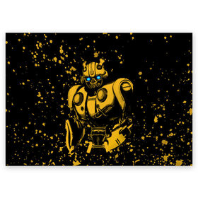 Поздравительная открытка с принтом Bumblebee в Курске, 100% бумага | плотность бумаги 280 г/м2, матовая, на обратной стороне линовка и место для марки
 | kefer | volkswagen | автобот | бамблби | трансформатор | трансформаторы | шершень | шмель