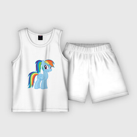 Детская пижама с шортами хлопок с принтом Радуга Дэш в Курске,  |  | my little pony | pony | rainbow dash | дружба – это чудо | дружба. пони | дэш | кобылка | морская пони | пегас | радуга | элемент верности