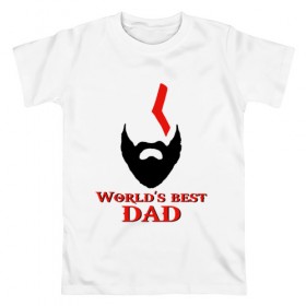 Мужская футболка хлопок с принтом World`s Best Dad в Курске, 100% хлопок | прямой крой, круглый вырез горловины, длина до линии бедер, слегка спущенное плечо. | god of war | лучший в мире | лучший папа | любимый | отец | папа | папочка