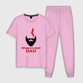 Мужская пижама хлопок с принтом Worlds Best Dad в Курске, 100% хлопок | брюки и футболка прямого кроя, без карманов, на брюках мягкая резинка на поясе и по низу штанин
 | god of war | лучший в мире | лучший папа | любимый | отец | папа | папочка