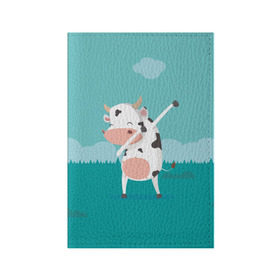Обложка для паспорта матовая кожа с принтом DAB Корова в Курске, натуральная матовая кожа | размер 19,3 х 13,7 см; прозрачные пластиковые крепления | Тематика изображения на принте: dab | dabbing | даб | даббинг | корова | танец