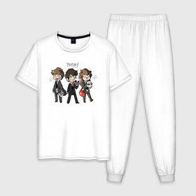Мужская пижама хлопок с принтом PayDay в Курске, 100% хлопок | брюки и футболка прямого кроя, без карманов, на брюках мягкая резинка на поясе и по низу штанин
 | 2 | pay day | payday | бандиты | игра | маски