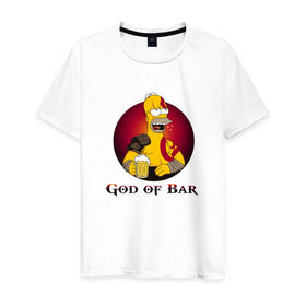 Мужская футболка хлопок с принтом God of Bar в Курске, 100% хлопок | прямой крой, круглый вырез горловины, длина до линии бедер, слегка спущенное плечо. | god of war | бар | гомер | симпсоны