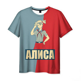 Мужская футболка 3D с принтом Алиса в Курске, 100% полиэфир | прямой крой, круглый вырез горловины, длина до линии бедер | Тематика изображения на принте: алиса | аниме | бесконечное лето