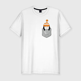 Мужская футболка премиум с принтом Пингвинчик в Кармашке в Курске, 92% хлопок, 8% лайкра | приталенный силуэт, круглый вырез ворота, длина до линии бедра, короткий рукав | Тематика изображения на принте: 