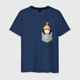 Мужская футболка хлопок с принтом Пингвинчик в Кармашке в Курске, 100% хлопок | прямой крой, круглый вырез горловины, длина до линии бедер, слегка спущенное плечо. | 
