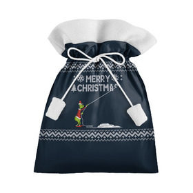 Подарочный 3D мешок с принтом Гринч Вязаный в Курске, 100% полиэстер | Размер: 29*39 см | Тематика изображения на принте: вязаный свитер | вязка | новый год | рождество