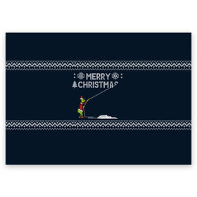 Поздравительная открытка с принтом Гринч Вязаный в Курске, 100% бумага | плотность бумаги 280 г/м2, матовая, на обратной стороне линовка и место для марки
 | Тематика изображения на принте: вязаный свитер | вязка | новый год | рождество