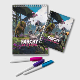 Блокнот с принтом FARCRYNEW DAWN в Курске, 100% бумага | 48 листов, плотность листов — 60 г/м2, плотность картонной обложки — 250 г/м2. Листы скреплены удобной пружинной спиралью. Цвет линий — светло-серый
 | Тематика изображения на принте: far cry | far cry 5 | far cry new dawn | far cry primal | farcry | fc 5 | fc5 | game | new dawn | primal | игры | постапокалипсис | фар край | фар край 5