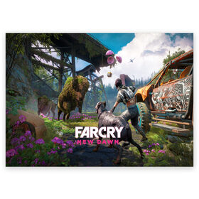 Поздравительная открытка с принтом FARCRY:NEW DAWN в Курске, 100% бумага | плотность бумаги 280 г/м2, матовая, на обратной стороне линовка и место для марки
 | Тематика изображения на принте: far cry | far cry 5 | far cry new dawn | far cry primal | farcry | fc 5 | fc5 | game | new dawn | primal | игры | постапокалипсис | фар край | фар край 5