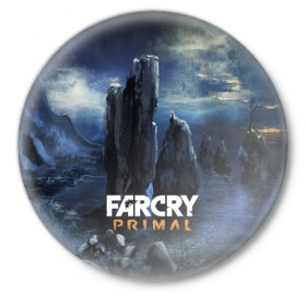Значок с принтом FarCry primal в Курске,  металл | круглая форма, металлическая застежка в виде булавки | Тематика изображения на принте: 