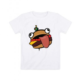 Детская футболка хлопок с принтом Durr burger в Курске, 100% хлопок | круглый вырез горловины, полуприлегающий силуэт, длина до линии бедер | Тематика изображения на принте: battle | durrr | fastfood | fortnite | royale | бургер | еда | фастфуд