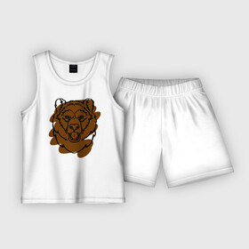 Детская пижама с шортами хлопок с принтом Медведь в Курске,  |  | Тематика изображения на принте: бурый | гризли | животные | медведь | миша | мишка