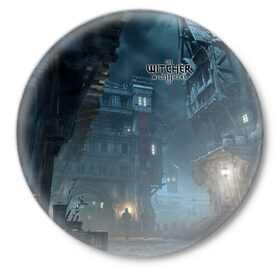 Значок с принтом Ведьмак 3: Дикая Охота в Курске,  металл | круглая форма, металлическая застежка в виде булавки | 