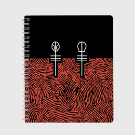 Тетрадь с принтом Twenty One Pilots - Blurryface в Курске, 100% бумага | 48 листов, плотность листов — 60 г/м2, плотность картонной обложки — 250 г/м2. Листы скреплены сбоку удобной пружинной спиралью. Уголки страниц и обложки скругленные. Цвет линий — светло-серый
 | band | best | blurry | face | indie | logo | music | one | pilots | pop | regional | rock | symbol | top | trench | twenty | vessel | группа | инди | лого | логотип | музыка | пилоты | поп | рок | символ | топ | тренч