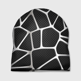 Шапка 3D с принтом Серебряная паутина в Курске, 100% полиэстер | универсальный размер, печать по всей поверхности изделия | абстракция | алюминий | геометрия | карбон | нить | паутина | серебро | сеть | сталь