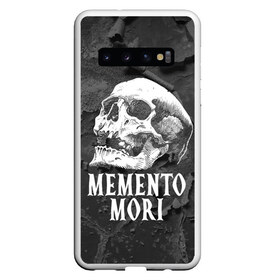 Чехол для Samsung Galaxy S10 с принтом Memento mori в Курске, Силикон | Область печати: задняя сторона чехла, без боковых панелей | Тематика изображения на принте: black | death | life | memento mori | skeleton | skull | жизнь | скелет | череп | черный
