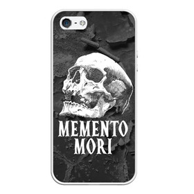 Чехол для iPhone 5/5S матовый с принтом Memento mori в Курске, Силикон | Область печати: задняя сторона чехла, без боковых панелей | black | death | life | memento mori | skeleton | skull | жизнь | скелет | череп | черный