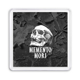 Магнит 55*55 с принтом Memento mori в Курске, Пластик | Размер: 65*65 мм; Размер печати: 55*55 мм | black | death | life | memento mori | skeleton | skull | жизнь | скелет | череп | черный