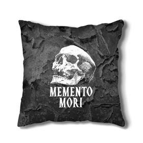 Подушка 3D с принтом Memento mori в Курске, наволочка – 100% полиэстер, наполнитель – холлофайбер (легкий наполнитель, не вызывает аллергию). | состоит из подушки и наволочки. Наволочка на молнии, легко снимается для стирки | black | death | life | memento mori | skeleton | skull | жизнь | скелет | череп | черный