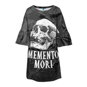 Детское платье 3D с принтом Memento mori в Курске, 100% полиэстер | прямой силуэт, чуть расширенный к низу. Круглая горловина, на рукавах — воланы | Тематика изображения на принте: black | death | life | memento mori | skeleton | skull | жизнь | скелет | череп | черный
