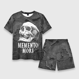 Мужской костюм с шортами 3D с принтом Memento mori в Курске,  |  | Тематика изображения на принте: black | death | life | memento mori | skeleton | skull | жизнь | скелет | череп | черный
