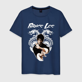 Мужская футболка хлопок с принтом Bruce lee в Курске, 100% хлопок | прямой крой, круглый вырез горловины, длина до линии бедер, слегка спущенное плечо. | bruce lee | jeet kune do | брюс ли | каратэ