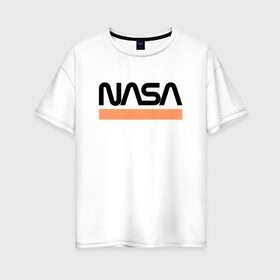 Женская футболка хлопок Oversize с принтом Наса в Курске, 100% хлопок | свободный крой, круглый ворот, спущенный рукав, длина до линии бедер
 | nasa | space. cosmos | космос