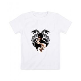 Детская футболка хлопок с принтом Bruce Lee в Курске, 100% хлопок | круглый вырез горловины, полуприлегающий силуэт, длина до линии бедер | 
