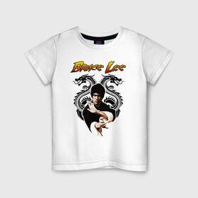 Детская футболка хлопок с принтом Bruce lee в Курске, 100% хлопок | круглый вырез горловины, полуприлегающий силуэт, длина до линии бедер | bruce lee | jeet kune do | karate | брюс ли | каратэ