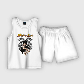 Детская пижама с шортами хлопок с принтом Bruce lee в Курске,  |  | Тематика изображения на принте: bruce lee | jeet kune do | karate | брюс ли | каратэ
