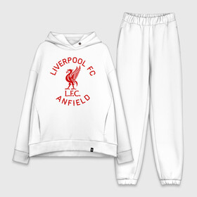 Женский костюм хлопок Oversize с принтом Ливерпуль в Курске,  |  | anfield | liverpool | liverpool fc | the reds | you ll never walk a | клубная | красные | ливерпуль | мерсисайдцы | фанатская | футбольная | футбольный клуб | футбольный клуб ливерпуль | энфилд