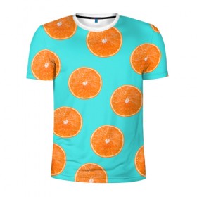 Мужская футболка 3D спортивная с принтом Апельсины в Курске, 100% полиэстер с улучшенными характеристиками | приталенный силуэт, круглая горловина, широкие плечи, сужается к линии бедра | апельсин | апельсины | грейпфрукт | грейпфрут | разрез | сочный | фрукт