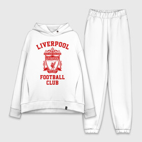 Женский костюм хлопок Oversize с принтом Ливерпуль в Курске,  |  | anfield | liverpool | liverpool fc | the reds | you ll never walk a | клубная | красные | ливерпуль | мерсисайдцы | фанатская | футбольная | футбольный клуб | футбольный клуб ливерпуль | энфилд