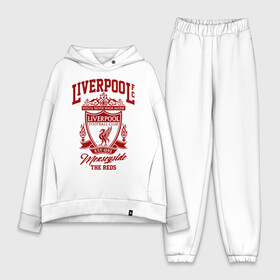 Женский костюм хлопок Oversize с принтом Ливерпуль в Курске,  |  | anfield | liverpool | liverpool fc | the reds | you ll never walk a | клубная | красные | ливерпуль | мерсисайдцы | фанатская | футбольная | футбольный клуб | футбольный клуб ливерпуль | энфилд