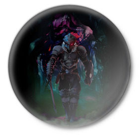 Значок с принтом Убийца гоблинов - Рыцарь в Курске,  металл | круглая форма, металлическая застежка в виде булавки | goblin slayer | knight | рыцарь