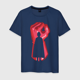 Мужская футболка хлопок с принтом Сайтама в Курске, 100% хлопок | прямой крой, круглый вырез горловины, длина до линии бедер, слегка спущенное плечо. | ok hero | one | punchm anime | saitama | аниме | ванпанч