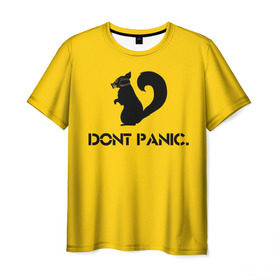 Мужская футболка 3D с принтом Dont Panic. в Курске, 100% полиэфир | прямой крой, круглый вырез горловины, длина до линии бедер | dont panic | белка | енот | скунс
