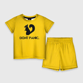 Детский костюм с шортами 3D с принтом Dont Panic. в Курске,  |  | Тематика изображения на принте: dont panic | белка | енот | скунс