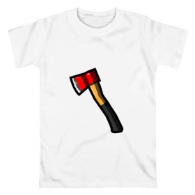 Мужская футболка хлопок с принтом Пожарный топор в Курске, 100% хлопок | прямой крой, круглый вырез горловины, длина до линии бедер, слегка спущенное плечо. | вектор | плоский | пожарный | стиль. | топор