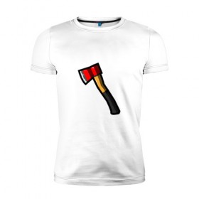 Мужская футболка премиум с принтом Пожарный топор в Курске, 92% хлопок, 8% лайкра | приталенный силуэт, круглый вырез ворота, длина до линии бедра, короткий рукав | вектор | плоский | пожарный | стиль. | топор
