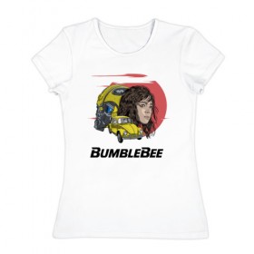 Женская футболка хлопок с принтом Бамблби в Курске, 100% хлопок | прямой крой, круглый вырез горловины, длина до линии бедер, слегка спущенное плечо | bumblebee | kefer | volkswagen | автобот | трансформер | трансформеры | уотсон | шершень | шмель