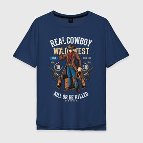 Мужская футболка хлопок Oversize с принтом Red Dead Redemption в Курске, 100% хлопок | свободный крой, круглый ворот, “спинка” длиннее передней части | вестерн | ковбой | револьвер