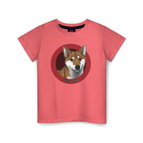 Детская футболка хлопок с принтом Сиба-ину в Курске, 100% хлопок | круглый вырез горловины, полуприлегающий силуэт, длина до линии бедер | Тематика изображения на принте: shiba inu | сиба ину | собака | собаки | шиба ину